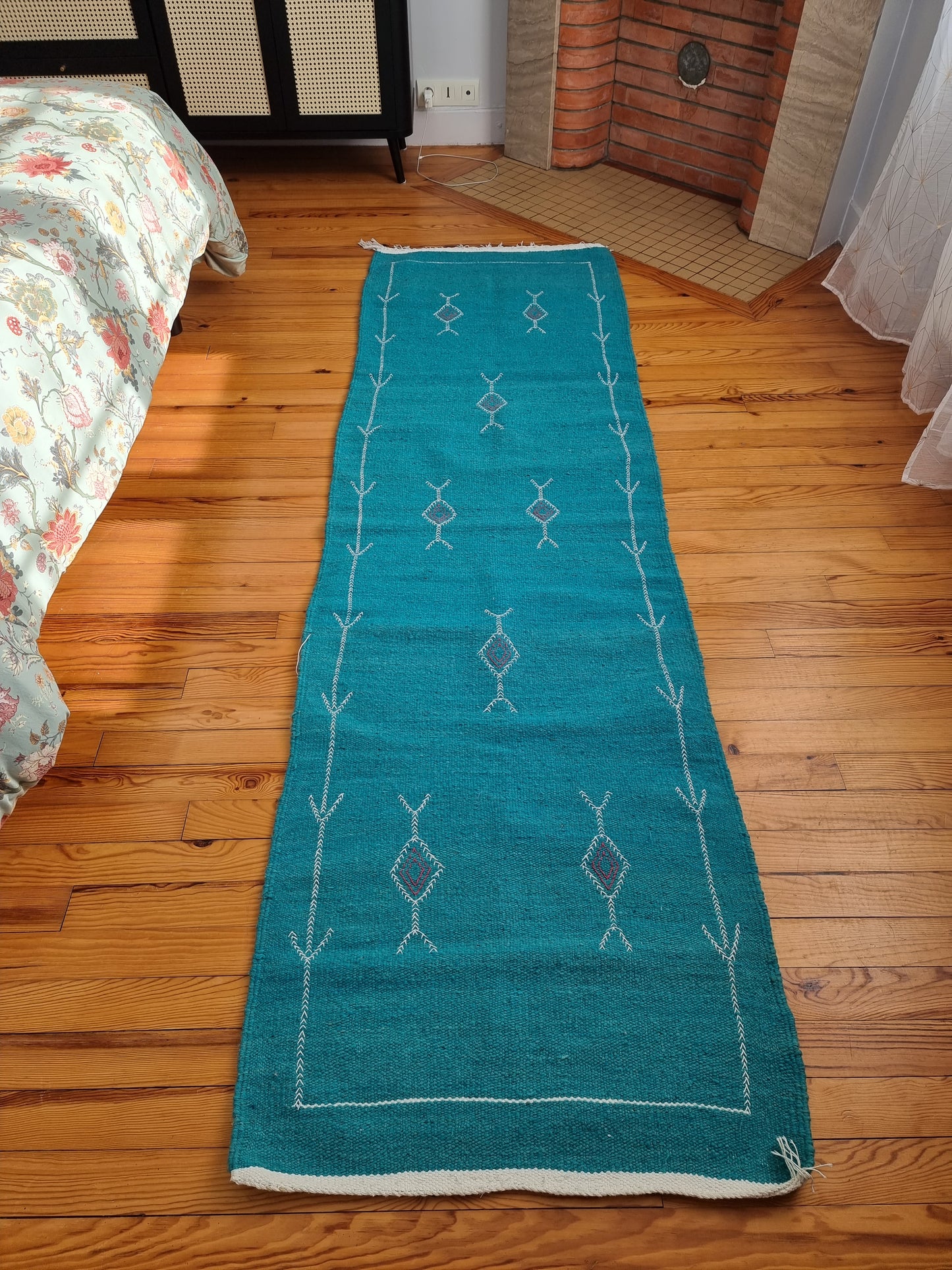 Tapis de couloir bleu turquoise 75X250