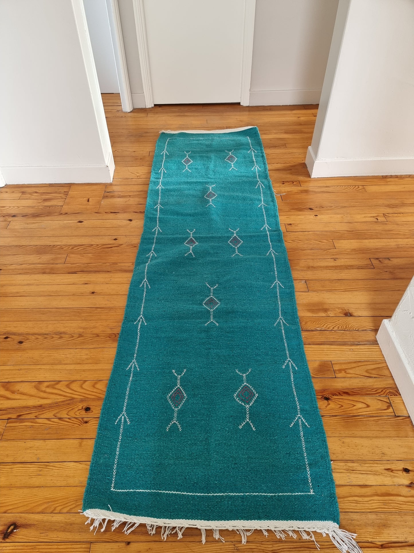 Tapis de couloir bleu turquoise 75X250