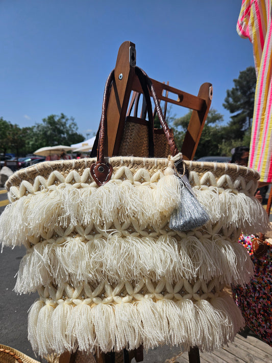 Panier bohème blanc
